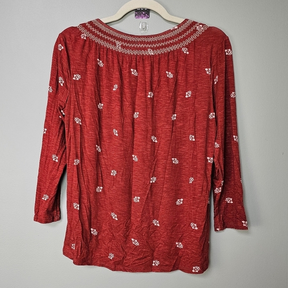 Daniel Rainn, Rust Orange Embroidered 3/4 Sleeve Top Blouse, Size Small, NWT - Picture 3 of 8